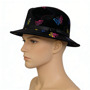 Nouveau style Chapeau de fête en feutre de fibre modale imprimé graffiti coloré, style jazz et cylindre - Product Image 4