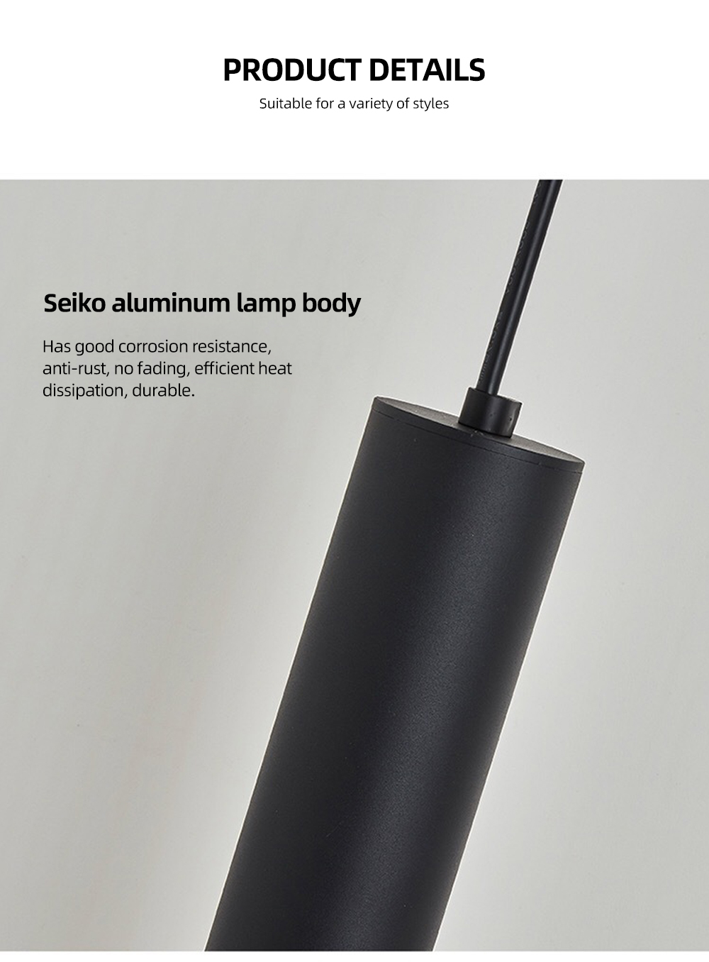 High quality Bar Black Chandeliers Fixture Rustic Vintage Lamp 7w Led tube spotlight Pendant Light