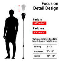 Pagaie de SUP réglable en aluminium 3 pièces, pagaie portable flottante pour SUP gonflable, logo personnalisé