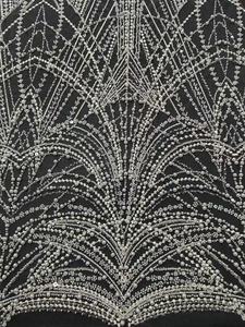 Nouveau style de tissu en dentelle de tulle brodé de grosses perles, de sequins et de perles lourdes pour robe de soirée élégante et tendance - Product Image 4