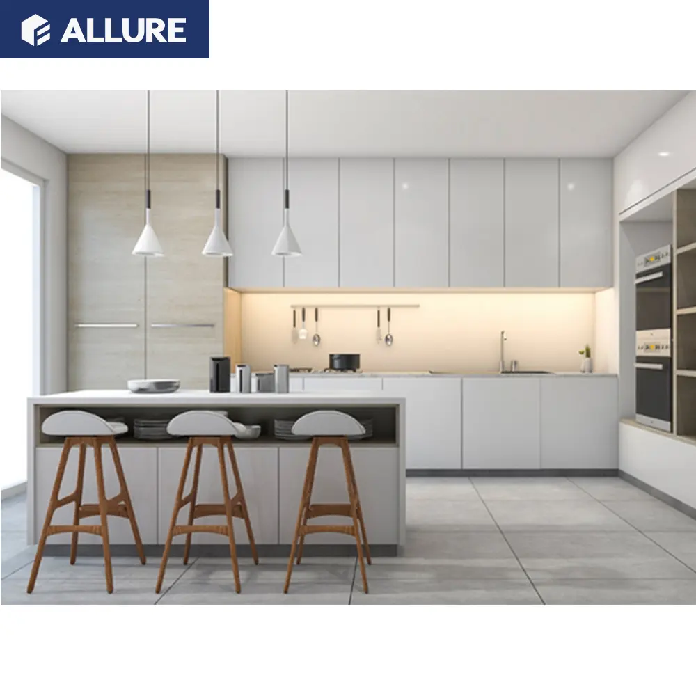 Allure Schubladen intelligenter Küche Speisekammer Schrank Einheit Kunststoff Japan Preis mit Pvc-Bogen kundenspezifisch langlebig modern E0, E1