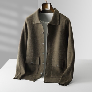 Pull en laine / cachemire pour homme, col polo, cardigan tricoté, veste de <span class=keywords><strong>baseball</strong></span>, personnalisation en gros du logo, automne et hiver - Product Image 1