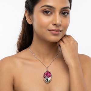 Trendy Crystal Indian Women Charms Crafts Glass Plant Lucky Resin Fresh <strong>Tree</strong> Dried <strong>Tree</strong>/Flower Pendant <strong>Necklaces</strong> with Resin - Product Image 6