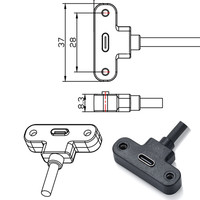 Cable adaptador USB 2.0 tipo C para montaje en panel, ángulo de 90 grados, cable de extensión USB C macho a hembra con tornillo de montaje en panel