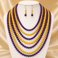 Nouveau collier ras-du-cou à plusieurs rangs avec perles bleues et jaunes, bijou tendance pour femmes, idéal pour les soirées, motif Sorority Sigma Gamma