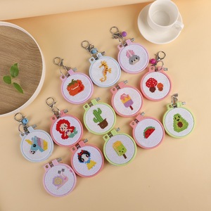 Kit de point de croix personnalisé 11CT 14CT <span class=keywords><strong>Aida</strong></span> avec motif estampé, broderie, artisanat, porte-clés avec cerceau - Product Image 3