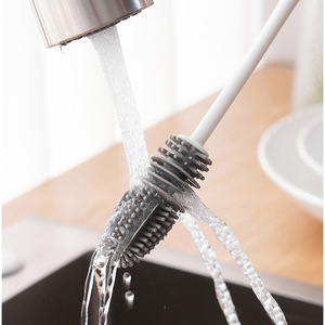 Cepillo de silicona para tazas con mango largo, cepillo de limpieza multifuncional para lavar tazas, manchas de té y vasos de agua; venta al por mayor - Product Image 4