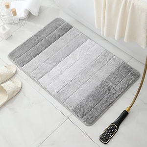 Tapis de bain <span class=keywords><strong>super</strong></span> absorbant en polyester <span class=keywords><strong>à</strong></span> rayures dégradées, antidérapant, doux et moelleux, lavable en <span class=keywords><strong>machine</strong></span>, pour salle de bain, douche, sol, maison - Product Image 1
