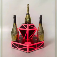 Présentoir à Bouteilles LED en Métal Forme Diamant, Vente Directe, Bar KTV, Plateau à Vin Deux Styles, Support 5L, Affichage LED, Décorations de Fête