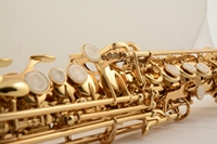 Professional Brass Body Gold Lacquered Student Straight B Flat Curved Mouthpiece Soprano Saxophone BB