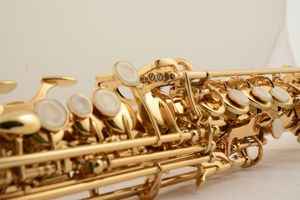 プロの真鍮ボディゴールドラッカー学生ストレートBフラットカーブマウントピースソプラノサックス - Product Image 6