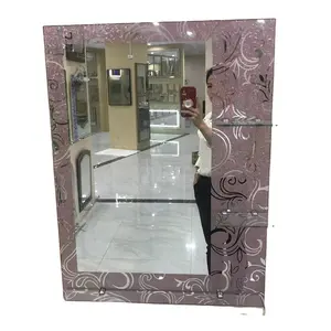 조명 선반 욕실 액세서리 유리 거울과 현대 더블 레이어 실버 직사각형 거울