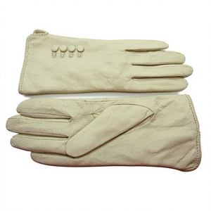 Guantes de Cuero Beige para Mujer, Largos hasta la Muñeca, Estilo Sencillo, Sin Forro, Transpirables, para Uso Diario Informal, Primavera y Otoño - Product Image 3