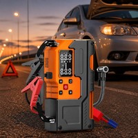Arrancador de Coches Portátil con Compresor de Aire, Estación de Energía Inalámbrica, Potenciador de Batería de 12V, Cable de Arranque, Monitor de Presión de Neumáticos