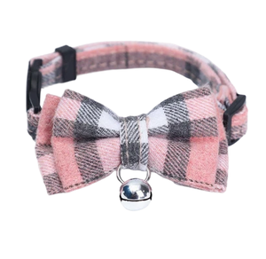 PUPE Collar para Gato de Nylon con Lazo a Cuadros, Ajustable, con Hebilla de Liberación Rápida y Campana, Accesorios para Mascotas Pequeñas - Product Image 1