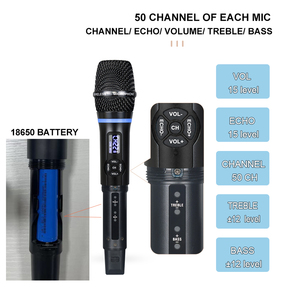 Mới đến 2 trong 1 Echo treble bass BT phổ <span class=keywords><strong>microphone</strong></span> sạc UHF Micro không dây - Product Image 3