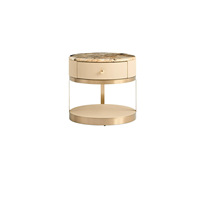 Table de chevet ronde de luxe italienne en pierre, design haut de gamme pour chambre à coucher