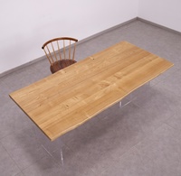Dessus de table en bois massif châtaigne Table à manger en bois pour 8 personnes