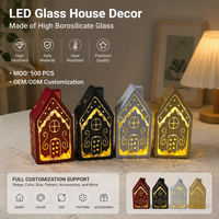 Lampe en verre personnalisée Casetta Di Vetro, ornement LED en borosilicate, décoration de table de Noël, fournisseur de marque privée, ODM, vente en gros