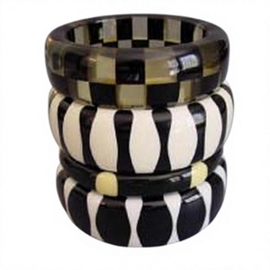 Brazaletes de Resina Cerámica Geométricos de Lujo en Blanco y Negro, Colores Personalizados, Diseño a Cuadros, Unisex, Clásicos, Hechos a Mano, Elegantes, para Boda, Mujer - Product Image 4