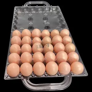 Custom Disposable Holes Egg Packaging Tray Transparent PET Plastic Blister Fold Trays With Handle