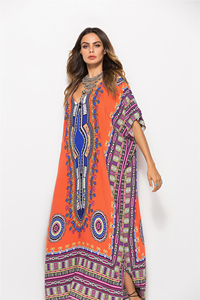 Abito da donna con scollo a V caftano stile Kimono caftani abiti Casual da spiaggia costume da bagno coprire abito lungo lungo floreale - Product Image 4