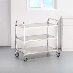 รถเข็นสแตนเลส Roo Wiac 3 ชั้น ขนาด 85x45x90 ซม. สำหรับจัดเก็บในครัว ใช้เสิร์ฟและจัดระเบียบ - Product Image 4