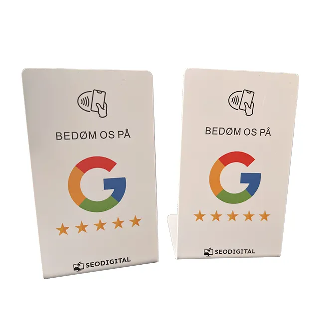 Customized Acrylic PVC Table Display NFC 213 stand for google review restaurant menu social media facebook Instagram Whatsapp