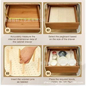 Organizador de Cajones Ajustable de Madera con Panel Perforado de 42x35.4in para Almacenamiento en la Cocina con 96 Clavijas de Madera - Product Image 4