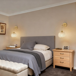 Lampe murale en bambou de style asiatique, E27 LED, abat-jour ambré, à fixer au mur, pour salon, chambre, hôtel - Product Image 4