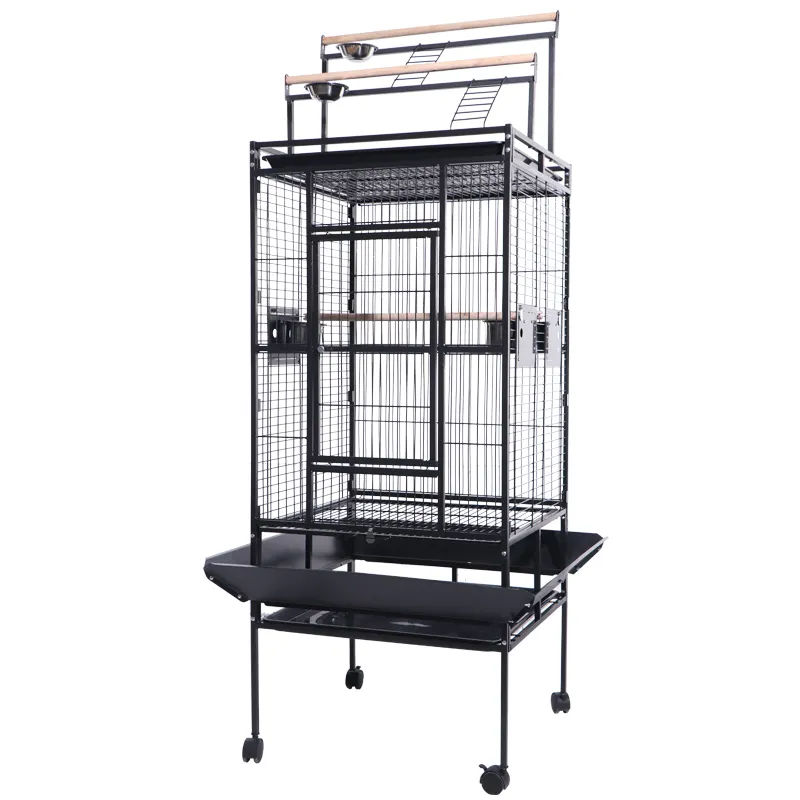 Cage pour perroquets en fil de fer, en stock, villa d'oiseaux super confortable, facile à assembler, ceinture noire en métal, 100 pièces