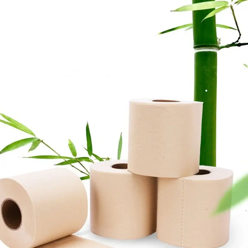 Carta igienica in bambù naturale non sbiancata goffrata premium senza plastica ecologica 3ply papel higienico por mayor