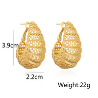 Boucles d'oreilles créoles en filigrane bohème, plaquées or délicat, bijoux de mode pour filles, boucles d'oreilles créoles larges et ajourées de luxe