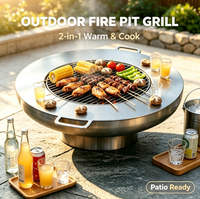 Brasero métallique d'extérieur avec grille de barbecue pour camping, jardin, patio, arrière-cour et fêtes barbecue