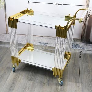 Chariot de service à 2 niveaux en métal doré à 4 roues pour aliments et bonbons, idéal pour salon et hôtel – Vente chaude, haute qualité, livraison rapide - Product Image 4