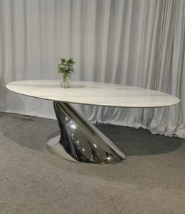 <span class=keywords><strong>Table</strong></span> à manger en marbre blanc <span class=keywords><strong>de</strong></span> luxe importé d'Italie, béton victorien, pierre frittée, 8 places, ensemble <span class=keywords><strong>de</strong></span> salle à manger pour 10 personnes - Product Image 5