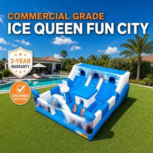 Château gonflable géant de qualité commerciale en PVC de 0,55 mm pour l'hiver, avec toboggan, thème royaume des glaces, garantie 3 ans, capacité 500 kg - Product Image 1