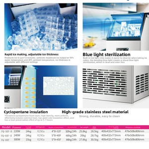 Máquina <span class=keywords><strong>de</strong></span> <span class=keywords><strong>Hielo</strong></span> Eléctrica Comercial Pequeña para Comercio Transfronterizo, Capacidad <span class=keywords><strong>de</strong></span> 12 kg, Estándar Europeo y Americano, 220V/110V, Modelo FQ-60F, 300W - Product Image 4