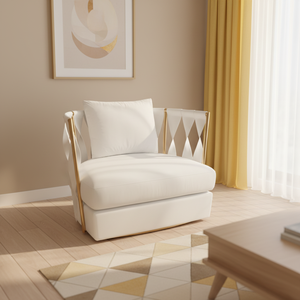 <span class=keywords><strong>Fauteuil</strong></span> d'appoint de luxe en cuir blanc avec cadre doré, dossier en treillis moderne, pour hôtel de luxe, hall d'accueil, sièges de réception - Product Image 1