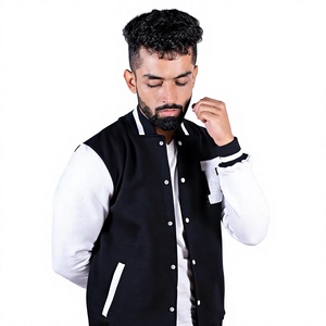 Veste de sport pour homme, coupe classique, col rabattu, fermeture à boutons, vêtement décontracté, coupe ajustée, en polyester et coton, noir et blanc - Product Image 4