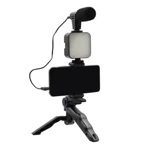AY-49 الذكي Vlogging كيت فيديو تسجيل المعدات مع ترايبود ملء ضوء مصراع ل هاتف مزود بكاميرا يوتيوب مجموعة Vlogger أطقم