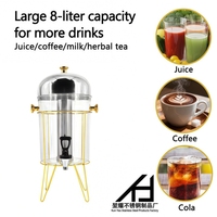 Fournitures hôtelières, équipement de restauration commercial, distributeur de jus de luxe en or 8L, distributeur de boissons pour buffet avec robinet