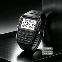 Montre numérique pour homme 2026, classique, rétro, boîtier rectangulaire, écran LED, réveil, calculatrice multifonctionnelle