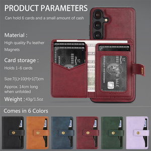 Étuis de téléphone personnalisables avec logo en cuir PU, porte-cartes magnétique puissant pour <span class=keywords><strong>Samsung</strong></span> A17 A16 A35 S25 S24 S23 S22 Ultra A56 - Product Image 4