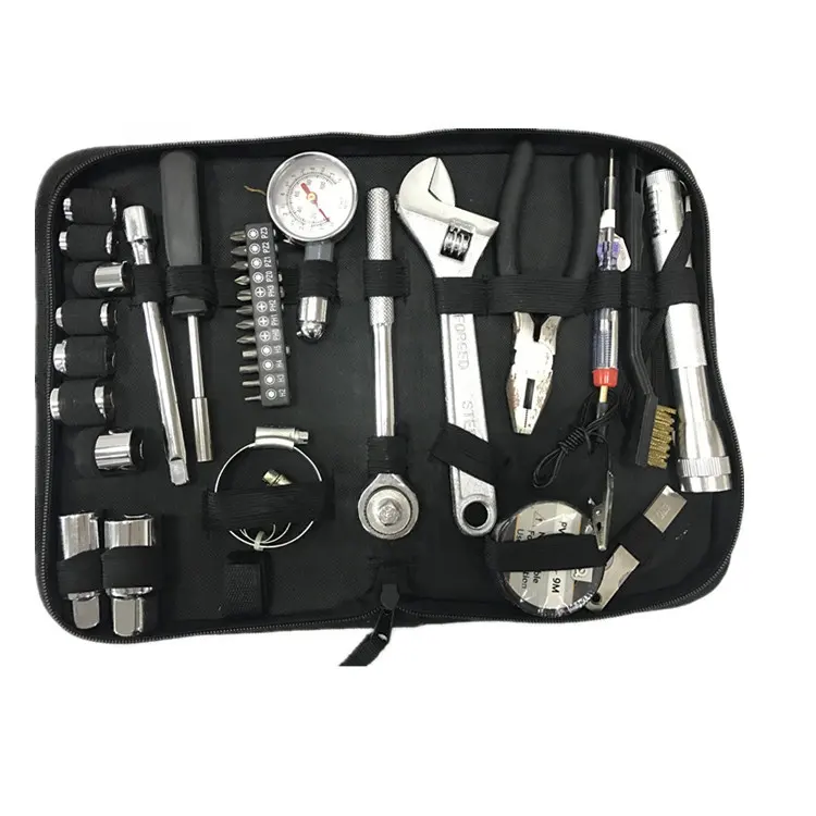 32 PCS socket wrench knife plier combination tools Auto repair tool kit complete folding tool bag