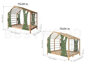 Cama Montessori para Niños Pequeños con Estructura de Madera, Gimnasio de Escalada y Patas de Mono - Product Image 2