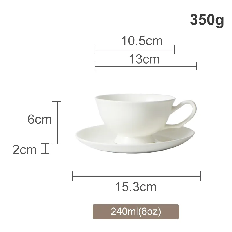 Factory Custom Printing/Logo Bone China Tea Cup and Saucer Set Ceramic Coffee Cup Cappuccino White Cups Custom Packaging Box