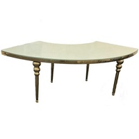 En acier inoxydable ensemble de salle à manger pour le banquet et l'événement meubles de mariage Rond semi-circulaire en forme de S table supérieure en verre