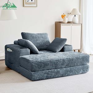 Divano Letto Convertibile a L Wayon, <span class=keywords><strong>Design</strong></span> <span class=keywords><strong>Moderno</strong></span> e Minimalista, Imbottitura in Schiuma Ecologica, per Piccoli Appartamenti, Senza Montaggio - Product Image 1