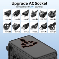 Adaptateur universel Worldplug, chargeur rapide Type C, câble rétractable intégré, 70W GaN, prise universelle, adaptateur de voyage